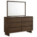 Glenwood 6 - drawer Dresser and Mirror Warm Brown - Walo Furniture