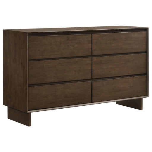 Glenwood 6 - drawer Dresser Cabinet Warm Brown - Walo Furniture