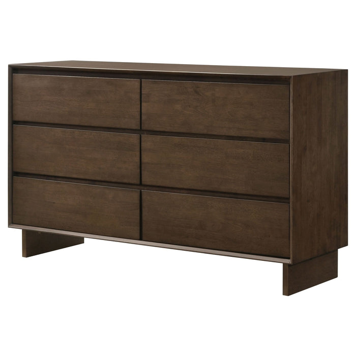 Glenwood 6 - drawer Dresser Cabinet Warm Brown - Walo Furniture