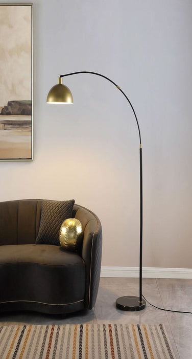 Gloria 74 - inch Arched Dome Shade Metal Floor Lamp Black - Walo Furniture