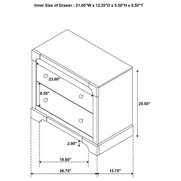 Gran Park 2 - drawer Nightstand Bedside Table Dark Cocoa - Walo Furniture