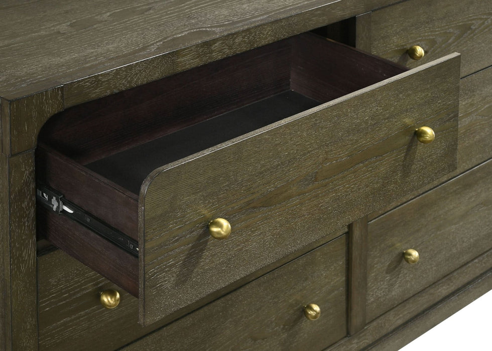 Gran Park 6 - drawer Dresser and Mirror Dark Cocoa - Walo Furniture