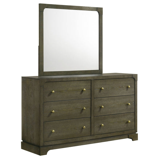 Gran Park 6 - drawer Dresser and Mirror Dark Cocoa - Walo Furniture