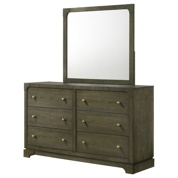 Gran Park 6 - drawer Dresser and Mirror Dark Cocoa - Walo Furniture