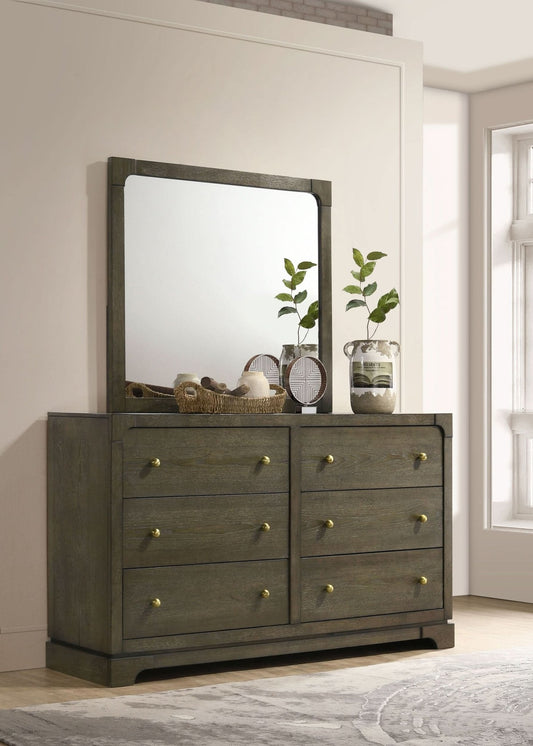 Gran Park 6 - drawer Dresser and Mirror Dark Cocoa - Walo Furniture