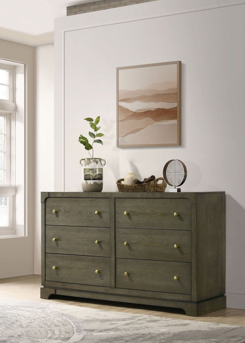 Gran Park 6 - drawer Dresser Cabinet Dark Cocoa - Walo Furniture