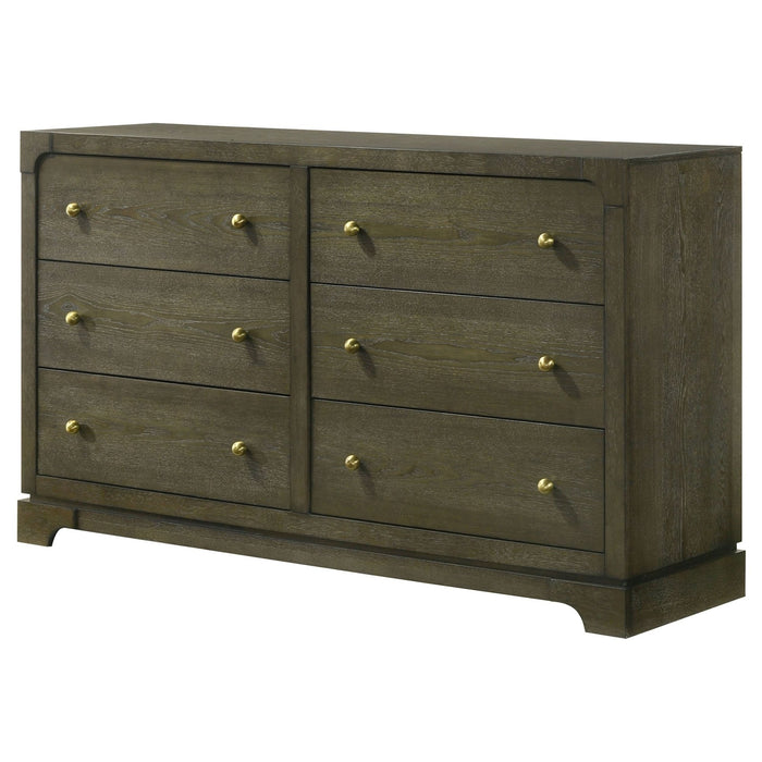 Gran Park 6 - drawer Dresser Cabinet Dark Cocoa - Walo Furniture