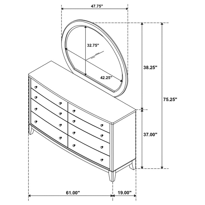 Granada 8 - drawer Dresser and Mirror Natural Pine - Walo Furniture