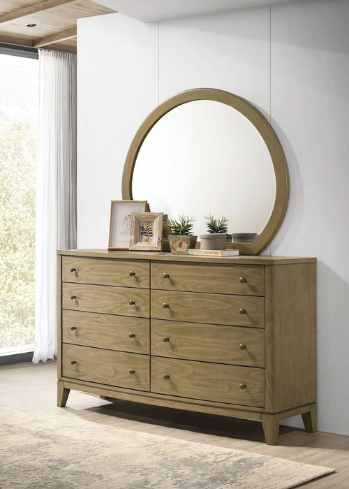 Granada 8 - drawer Dresser and Mirror Natural Pine - Walo Furniture