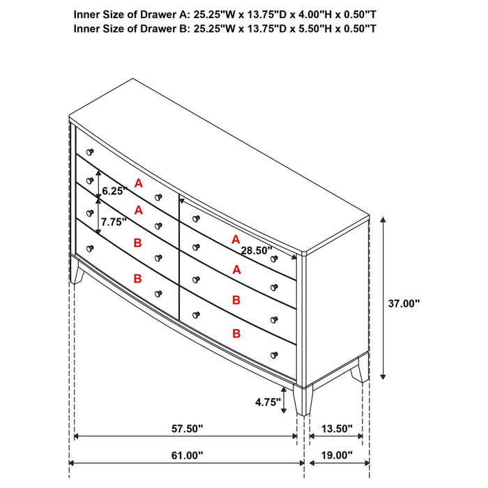 Granada 8 - drawer Dresser Cabinet Natural Pine - Walo Furniture