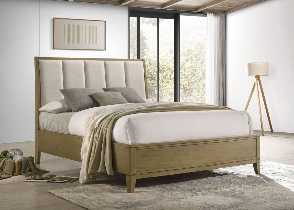 Granada Upholstered Eastern King Panel Bed Natural Pine - Walo Furniture