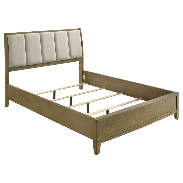 Granada Upholstered Eastern King Panel Bed Natural Pine - Walo Furniture