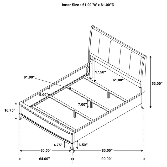 Granada Upholstered Queen Panel Bed Natural Pine - Walo Furniture