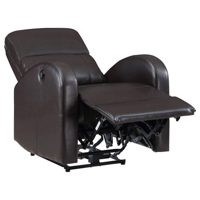 Grant Upholstered Power Recliner Chair Brown - Walo Furniture