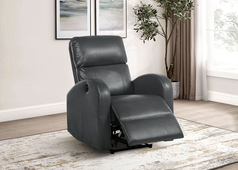 Grant Upholstered Power Recliner Chair Grey - Walo Furniture