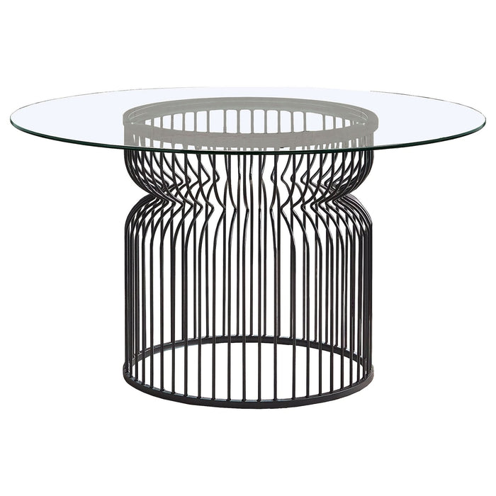 Granvia Round 54 - inch Glass Top Metal Dining Table Gunmetal - Walo Furniture