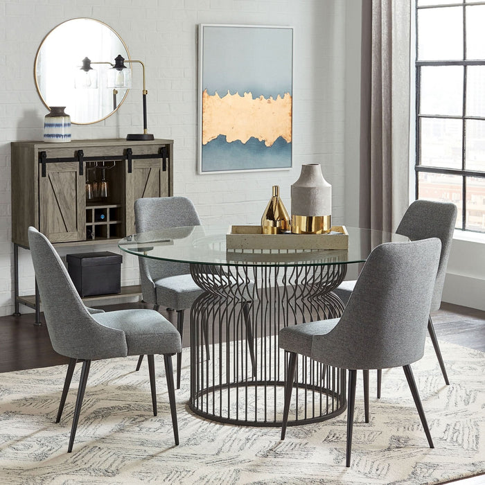 Granvia Round 54 - inch Glass Top Metal Dining Table Gunmetal - Walo Furniture