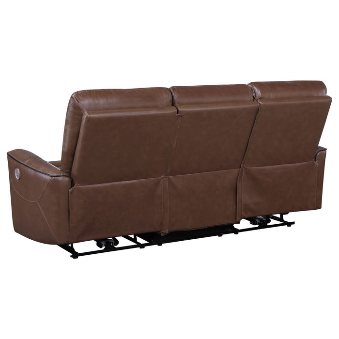 Greenfield 2 - piece Power Reclining Sofa Set Saddle Brown - Walo Furniture