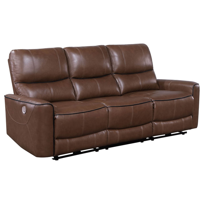 Greenfield 2 - piece Power Reclining Sofa Set Saddle Brown - Walo Furniture