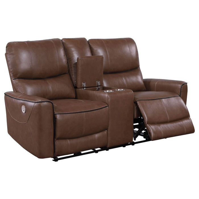 Greenfield 2 - piece Power Reclining Sofa Set Saddle Brown - Walo Furniture