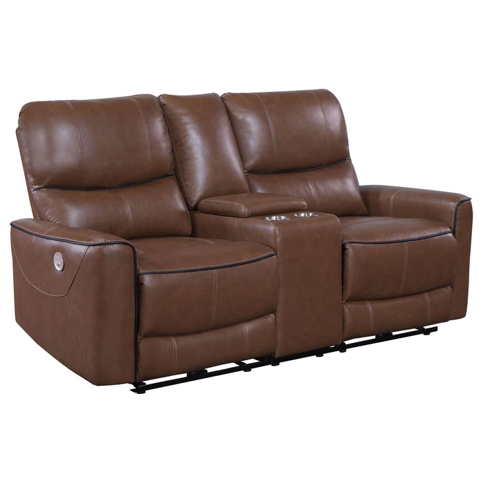 Greenfield 2 - piece Power Reclining Sofa Set Saddle Brown - Walo Furniture