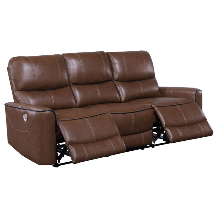 Greenfield 2 - piece Power Reclining Sofa Set Saddle Brown - Walo Furniture