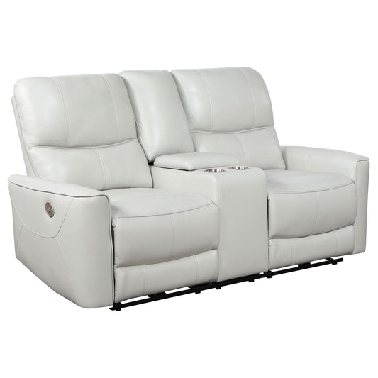 Greenfield Upholstered Power Reclining Loveseat Dove Grey - Walo Furniture