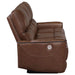 Greenfield Upholstered Power Reclining Sofa Saddle Brown - Walo Furniture