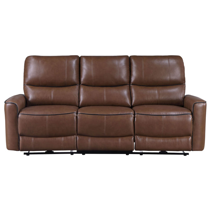 Greenfield Upholstered Power Reclining Sofa Saddle Brown - Walo Furniture