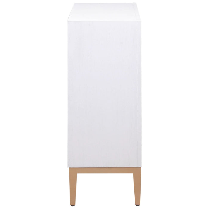 Gretchen 2 - door Wood Fluted Parquet Cabinet White and Brown - Walo Furniture