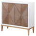 Gretchen 2 - door Wood Fluted Parquet Cabinet White and Brown - Walo Furniture