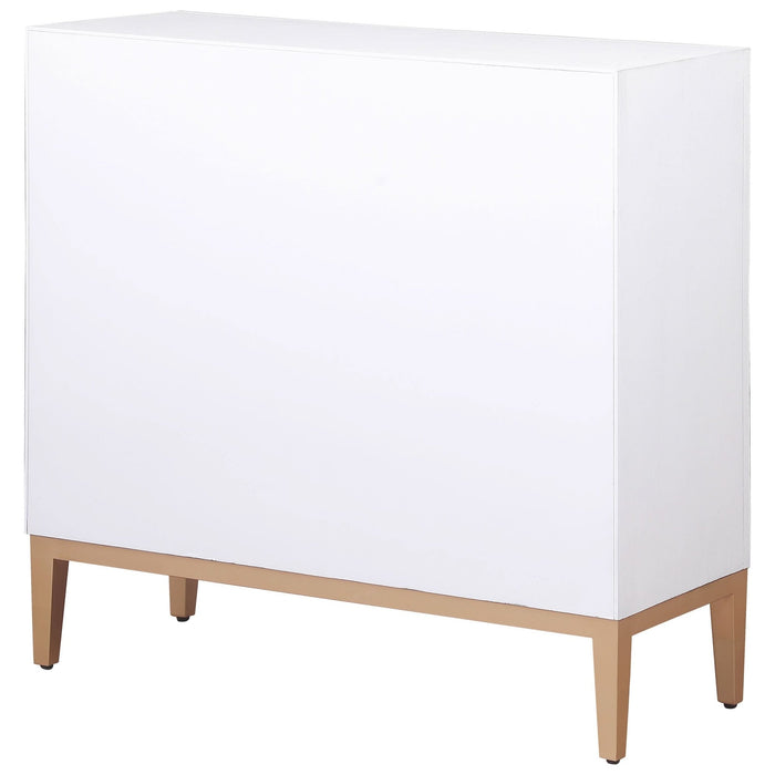 Gretchen 2 - door Wood Fluted Parquet Cabinet White and Brown - Walo Furniture