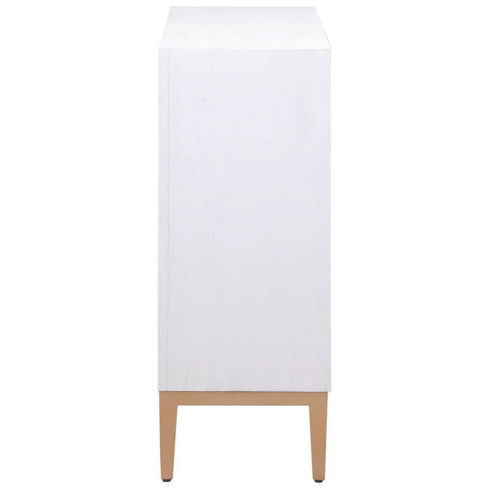 Gretchen 2 - door Wood Fluted Parquet Cabinet White and Brown - Walo Furniture