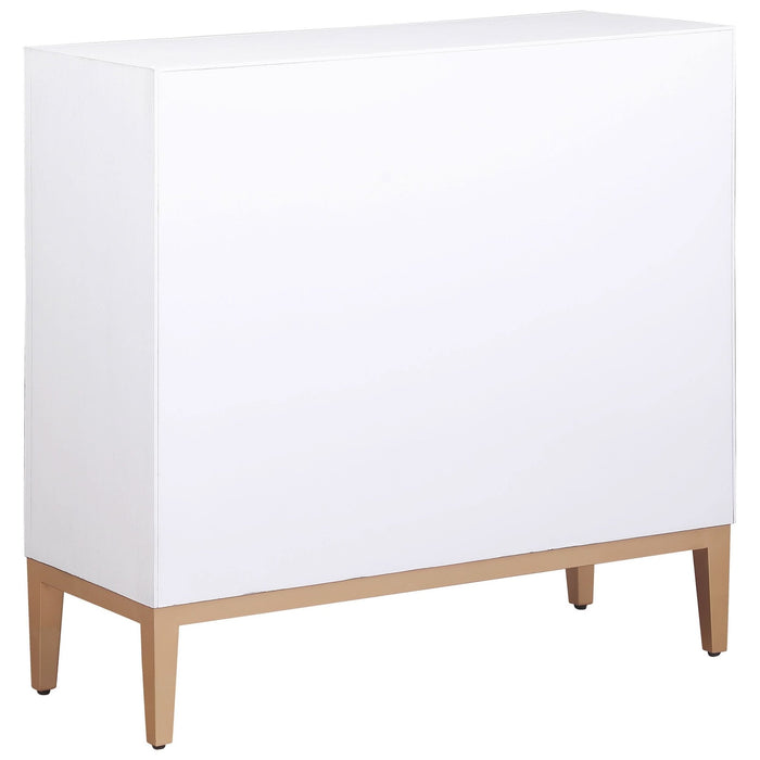 Gretchen 2 - door Wood Fluted Parquet Cabinet White and Brown - Walo Furniture