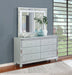 Gunnison 6 - drawer Dresser with Mirror Silver Metallic - Walo Furniture