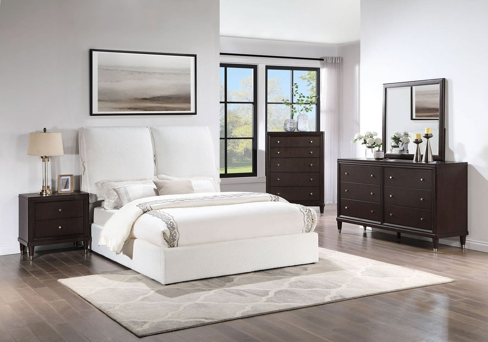 Gwendoline Upholstered Eastern King Panel Bed White - Walo Furniture