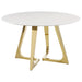 Gwynn Round 51 - inch Marble Stainless Steel Dining Table Gold - Walo Furniture