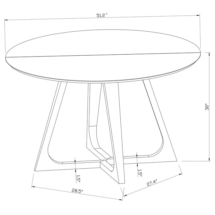 Gwynn Round 51 - inch Marble Stainless Steel Dining Table Gold - Walo Furniture