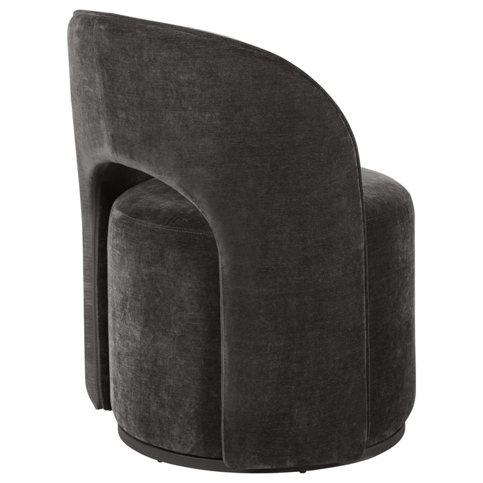 Harjo Velvet Upholstered Swivel Accent Chair Charcoal Grey - Walo Furniture