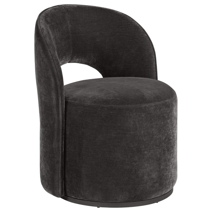 Harjo Velvet Upholstered Swivel Accent Chair Charcoal Grey - Walo Furniture