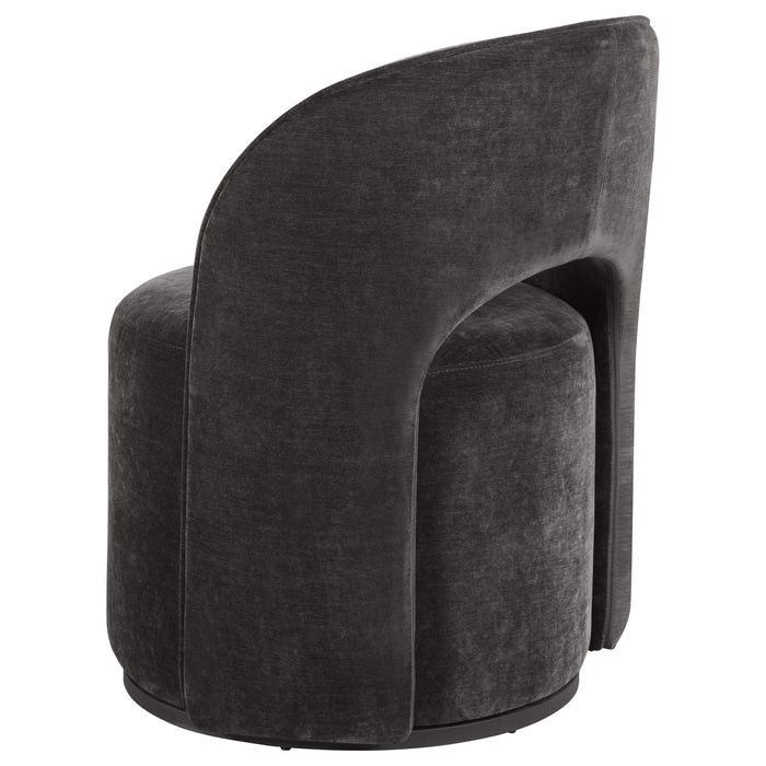 Harjo Velvet Upholstered Swivel Accent Chair Charcoal Grey - Walo Furniture