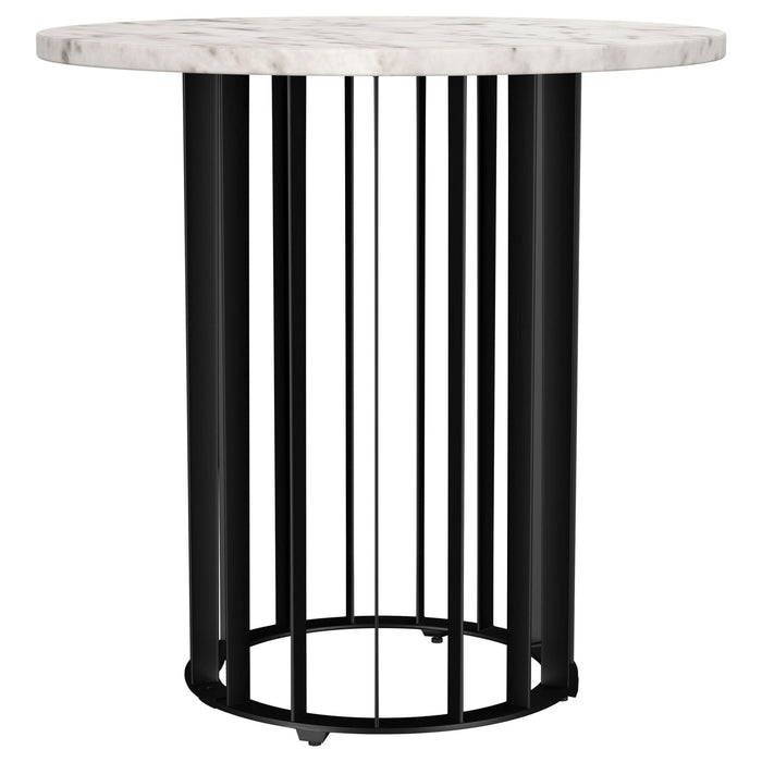 Haven 2 - piece Round Marble Coffee and End Table Set Black - Walo Furniture