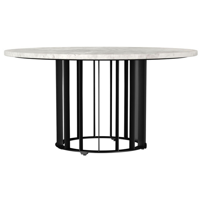 Haven 2 - piece Round Marble Coffee and End Table Set Black - Walo Furniture