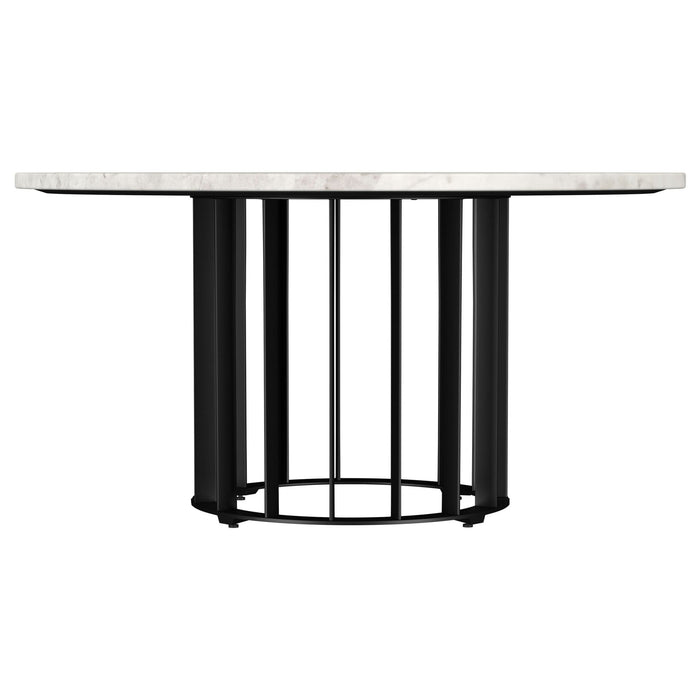 Haven 2 - piece Round Marble Coffee and End Table Set Black - Walo Furniture