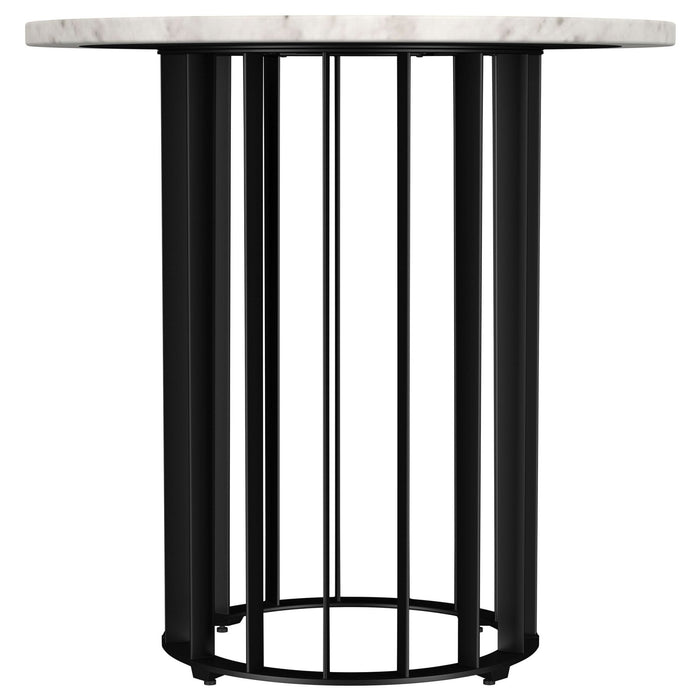 Haven 3 - piece Round Marble Coffee and End Table Set Black - Walo Furniture