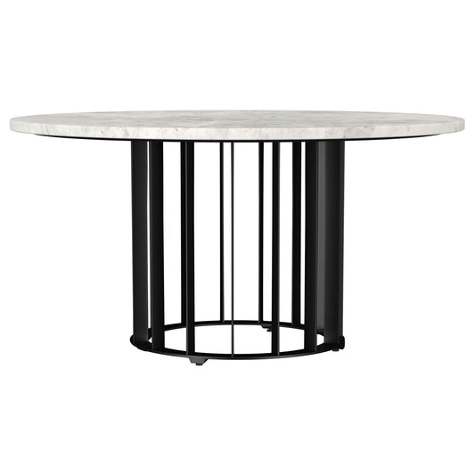 Haven Round Genuine White Marble Top Coffee Table Black - Walo Furniture