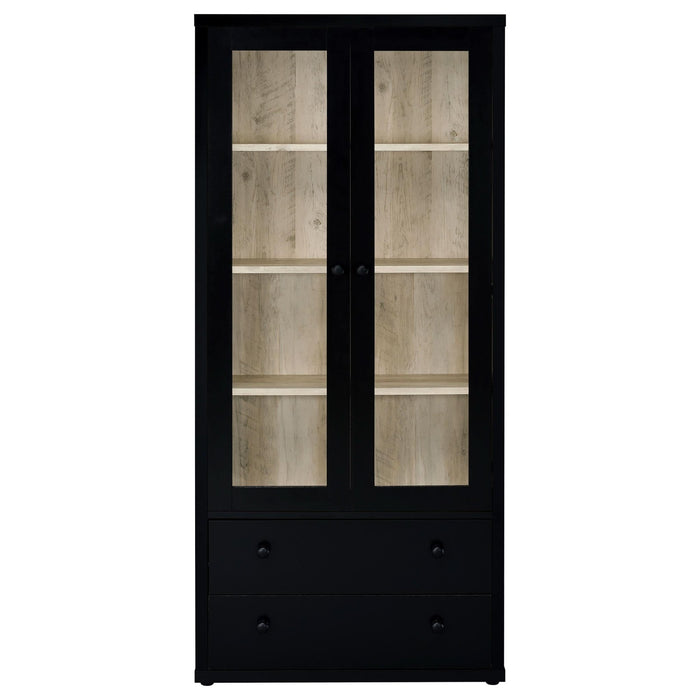 Hawthorne 4 - shelf Glass Door Cabinet with Drawers Black - Walo Furniture