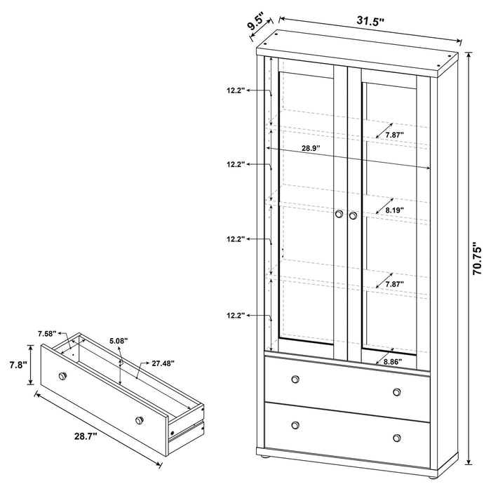 Hawthorne 4 - shelf Glass Door Cabinet with Drawers Black - Walo Furniture