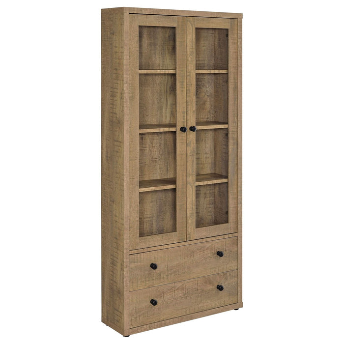 Hawthorne 4 - shelf Glass Door Tall Cabinet with Drawers Mango - Walo Furniture