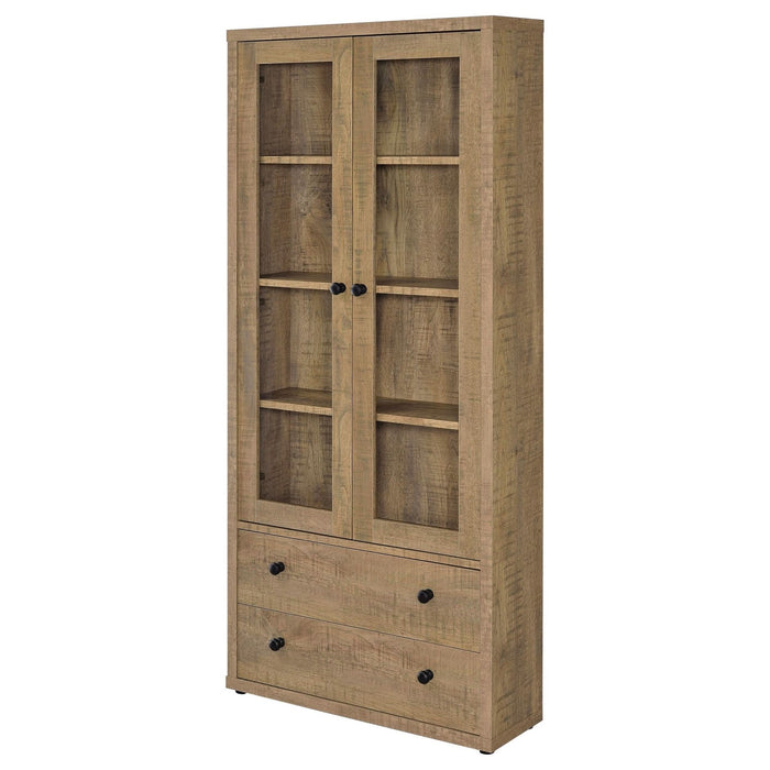 Hawthorne 4 - shelf Glass Door Tall Cabinet with Drawers Mango - Walo Furniture